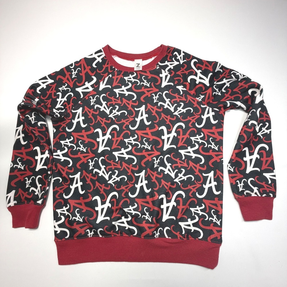 Alabama Crimson Tide Sweatshirt Youth Large Women's‎ XS ZooZatz All Over Logo